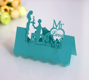 Detailed laser cut butterfly place card with romantic marriage proposal silhouette