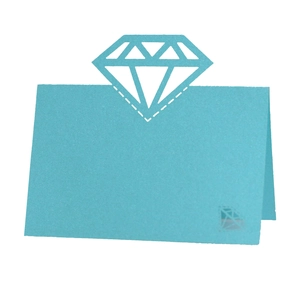 Sky blue 3D laser cut diamond place cards for wedding tables with hollow design