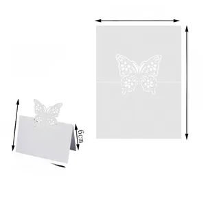 Detailed size specifications for laser-cut butterfly place cards, 50 pieces per pack