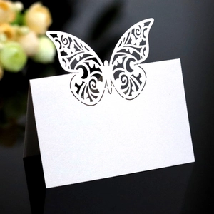 Butterfly Laser Cut Wedding Place Cards Artificial Pearl Paper Hollow Table Cards Name Placecards For Party Banquet Table Decorations