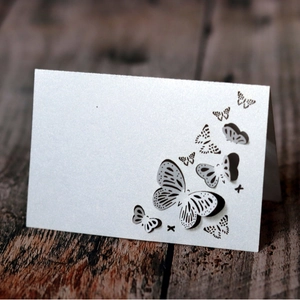 Butterfly Hollow Place Cards Pearlescent Paper 3D Laser Cut Folding Name Table Cards For Wedding Party Banquet Decor