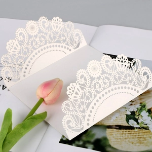 Elegant Laser Cut Hollow Floral Wedding Invitation Covers Pearlescent Paper Lace Greeting Card Shell For Party Banquet