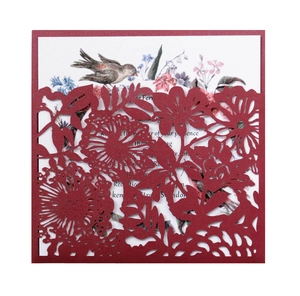 Elegant Laser Cut Wedding Invitation Cards Artificial Pearl Paper Hollow Rose Floral Bird Design For Engagement Party Greeting