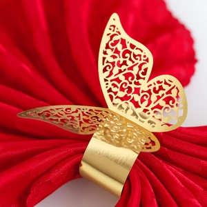 Laser Cut Butterfly Napkin Rings Artificial Pearl Paper Hollow Vine Design Table Decoration For Wedding Banquet Party Supplies