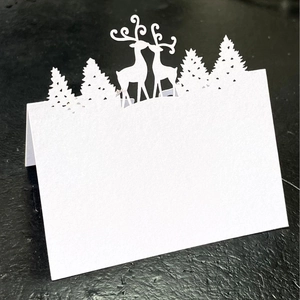 Laser Cut Christmas Deer Forest Place Cards Pearlescent Paper Table Name Cards For Wedding Banquet Party Holiday Decor