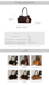 Detailed size specifications for the large capacity faux suede tote bag with dimensions