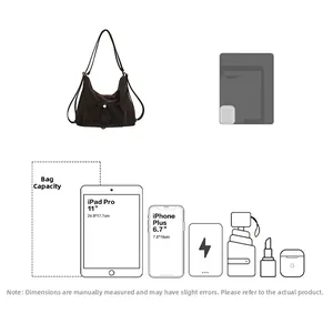 Practical demonstration of large capacity shoulder bag holding an iPad Pro and phone