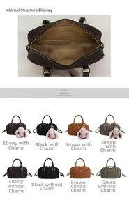 Detailed view of the internal storage compartments and color options of the vintage bag