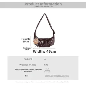 Detailed size specifications and dimensions for the oversized brown pleated hobo bag