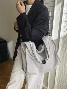 Chic silver slouchy shoulder bag with metallic fabric and large capacity for women