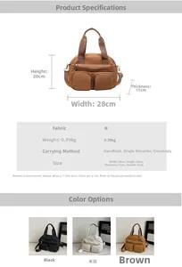 Detailed size specifications for a minimalist corduroy shoulder bag showing dimensions