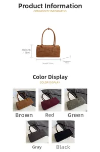 Spécifications de taille et 5 options de couleurs pour ce sac à main vintage