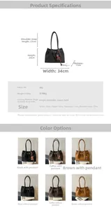 Close-up of litchi grain PU leather texture and detailed size specifications for tote bag