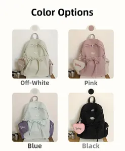 Auswahl von vier Farben für den leichten Schulrucksack mit hübscher Schleife