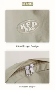 Detailansicht der KFD BAG Stickerei und des glatten Doppelreißverschlusses am Rucksack