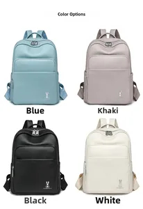 Litchi texture leather backpacks in four colors including blue, khaki, black and white