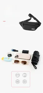 Detailed view of black checkered fanny pack showing high storage capacity for daily items