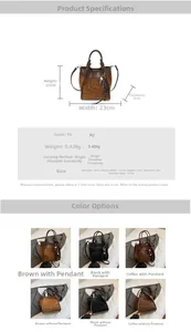 Spécifications de taille et options de couleur pour le sac seau à imprimé léopard