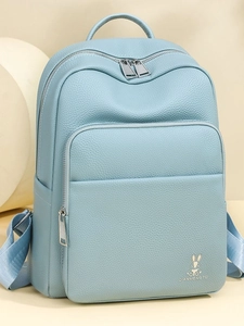 Women Fashion PU Leather Backpack Large Capacity Lychee Texture School Bag Korean Casual Multi Pocket Travel Backpack