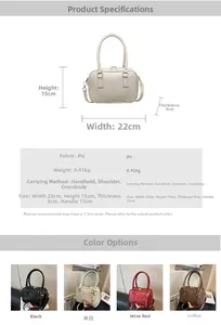 Detailed dimension guide and color options for the vintage Boston suede handbag