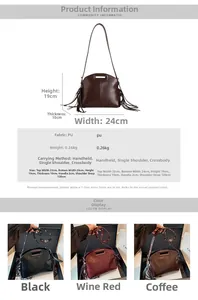 Detailed size specifications and color comparison of the PU leather tassel crossbody bag