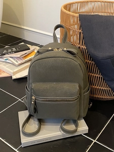 Sac à dos femme vert olive en cuir PU avec poignée à nœud et coutures contrastées chic
