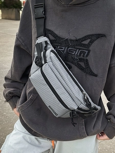 Plaid Nylon Chest Bag Multi-Pocket Waist Bag For Outdoor Travel Casual Crossbody Fanny Pack For Men Women Fashion Bag