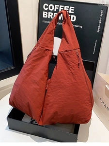 Minimalistische ziegelrote große Crescent-Einkaufstasche aus Nylon für den Alltag