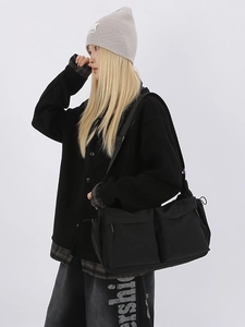 Borsa Tracolla Nylon Grande Capacità Tasche Multiple Stile Techwear Impermeabile Tracolla Regolabile Casual Messaggero