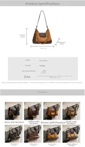 Detailed view of suede rhombic bag dimensions and features with chain shoulder strap