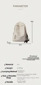 Guide détaillé des tailles et matières du sac à dos en similicuir crème avec dimensions