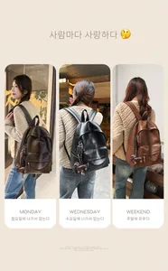 Sacs à dos vintage en cuir souple noir et marron portés par un mannequin pour le quotidien