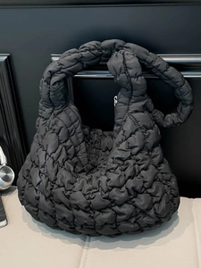 Große Kapazität Gesteppt Blase Einkaufstasche Für Damen Einfarbig Umhängetasche Hobo Tasche Weich Segeltuch Schulter Mode Tasche