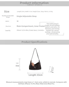 Dimensions du sac cabas en cuir PU marron foncé avec poche intérieure et charme d'ours