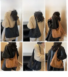 Multiple views of large leather tote bags in black and brown for daily commuting style