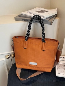 Sac Fourre-tout Femme Grande Capacité en Tissu Oxford Sac à Bandoulière de Mode Avec Poignée en Corde Tissée Sac à Main Décontracté