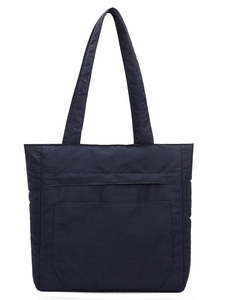 Waterproof navy blue nylon tote bag with multiple compartments for daily commuting