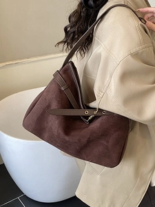 Women's Vintage Suede Underarm Bag Large Capacity Tote Bag Leopard Print Brown Coffee Minimalist Hobo Shoulder Bag Handbag