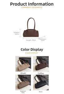 Size specifications and four color options for the leather minimalist underarm bag