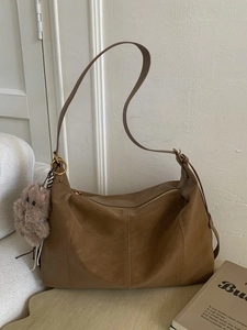 Sac à Épaule Rétro Grande Capacité pour Femmes Couleur Unie en Cuir PU Sac Hobo Avec Surpiqûre Style Français Sac à Main de Navettage