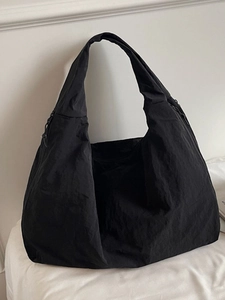Women Large Capacity Polyester Crinkle Tote Bag Minimalist Casual Shoulder Hobo Bag For Daily Shopping Travel Students