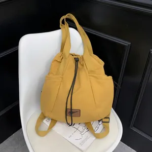 Fashion Women Drawstring Backpack Waterproof Nylon Large Capacity Korean Style Travel School Tote Bag For Lady Casual Backpack