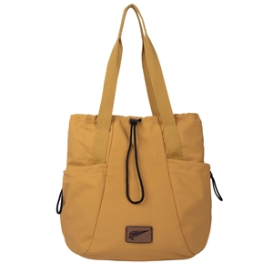 Minimalist yellow nylon travel tote bag with large capacity and versatile carry straps