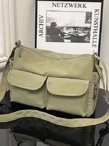 Nylon Crossbody Bag For Women Multi Pocket Large Capacity Shoulder Bag Casual Workwear Style Messenger Bag Daily Travel Tote