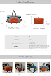 Dimensioni del set di borse da viaggio in tela con borsa grande e custodia piccola