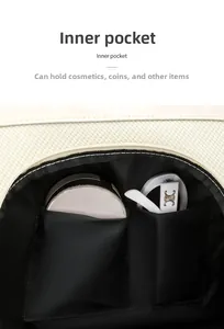 Detailed macro view of the interior dual pockets inside this stylish travel backpack