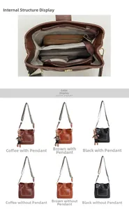 Detailed interior of crossbody bag with vintage patterned strap and colorful leather options