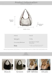 Detailed size chart for corduroy tote bag showing dimensions 41x26x20cm and features