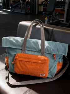 Borsa da Viaggio a Grande Capacità Color Block Borsone in Nylon Impermeabile per Weekend Fitness Sport Borsa a Mano Tracolla Unisex Borsa per Parto