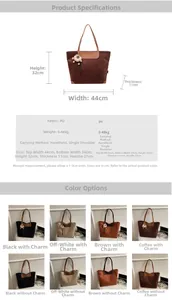 Détails des dimensions du grand sac cabas aspect suédine et options de couleurs